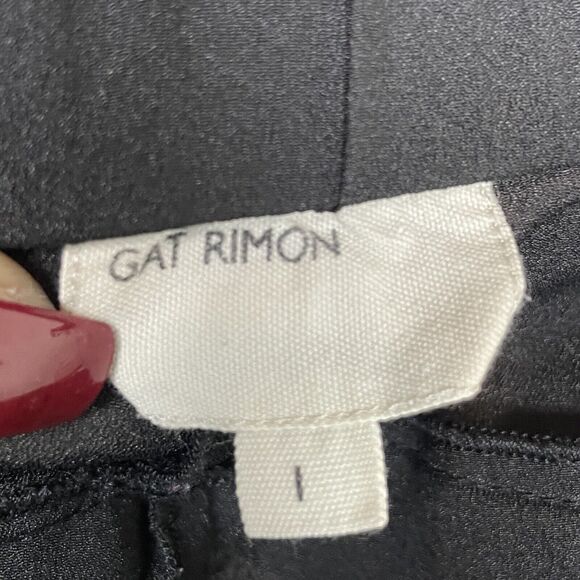 Gat Rimon Shyli Ruffles Women's Size 1 Black Front Zip Pants Ankle Zip Pull On - Picture 8 of 8